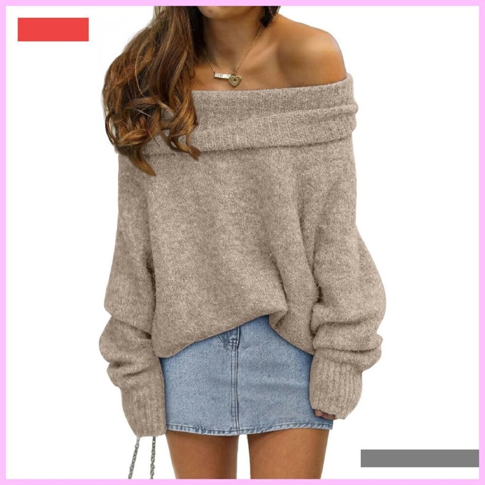 Oversized Batwing Sleeve Off Shoulder Sweater Pullover Women's Loose Fit